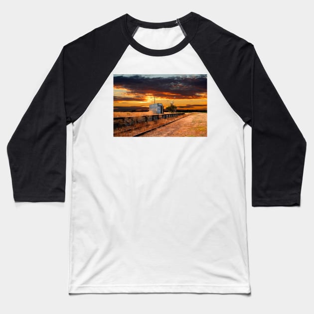 Sunset at the Coonawarra Rail Station Baseball T-Shirt by jwwallace